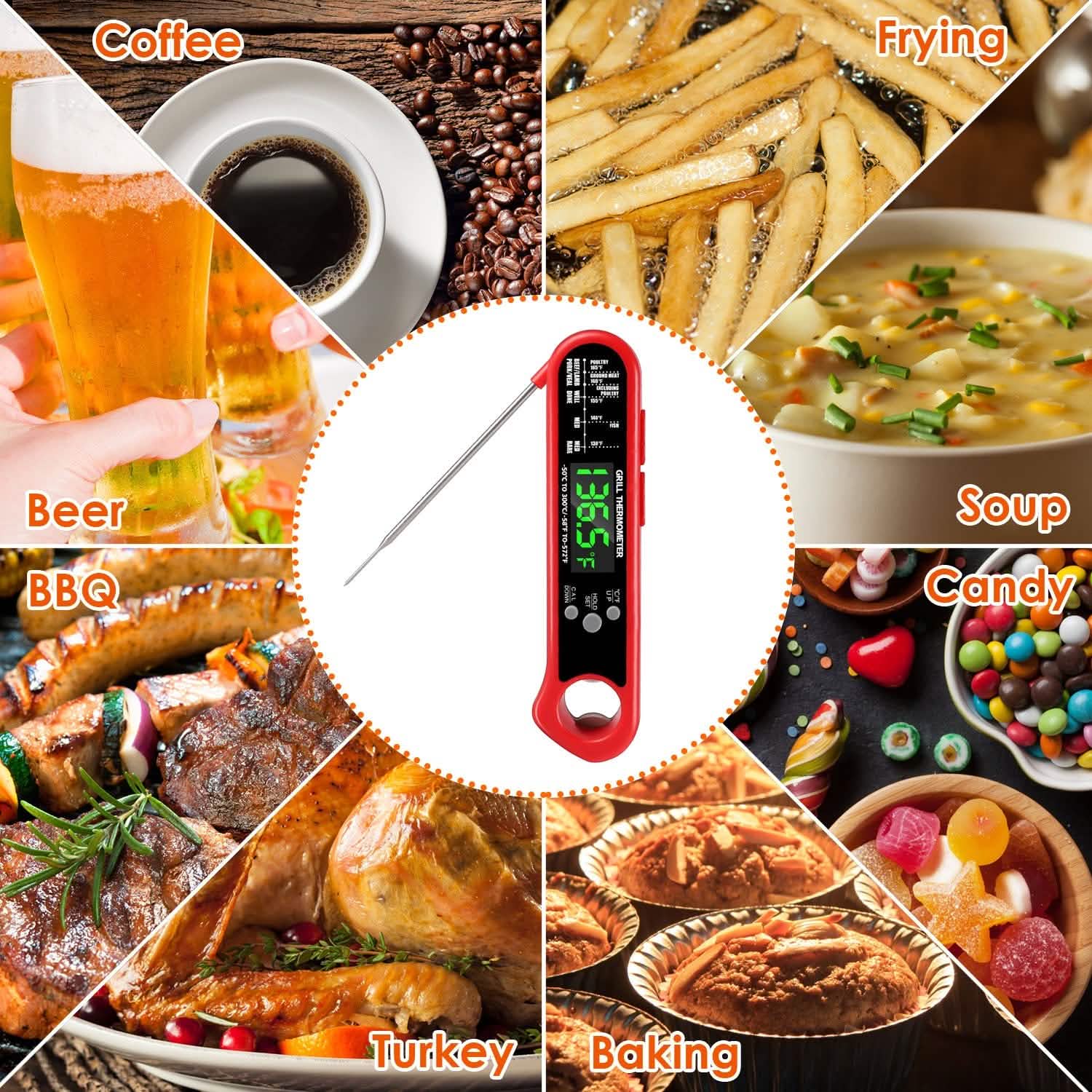 Digital Thermometer BBQ Meat Food Cooking Temperature Tester Kitchen Tools & Gadgets - Tophatter Daily Deals