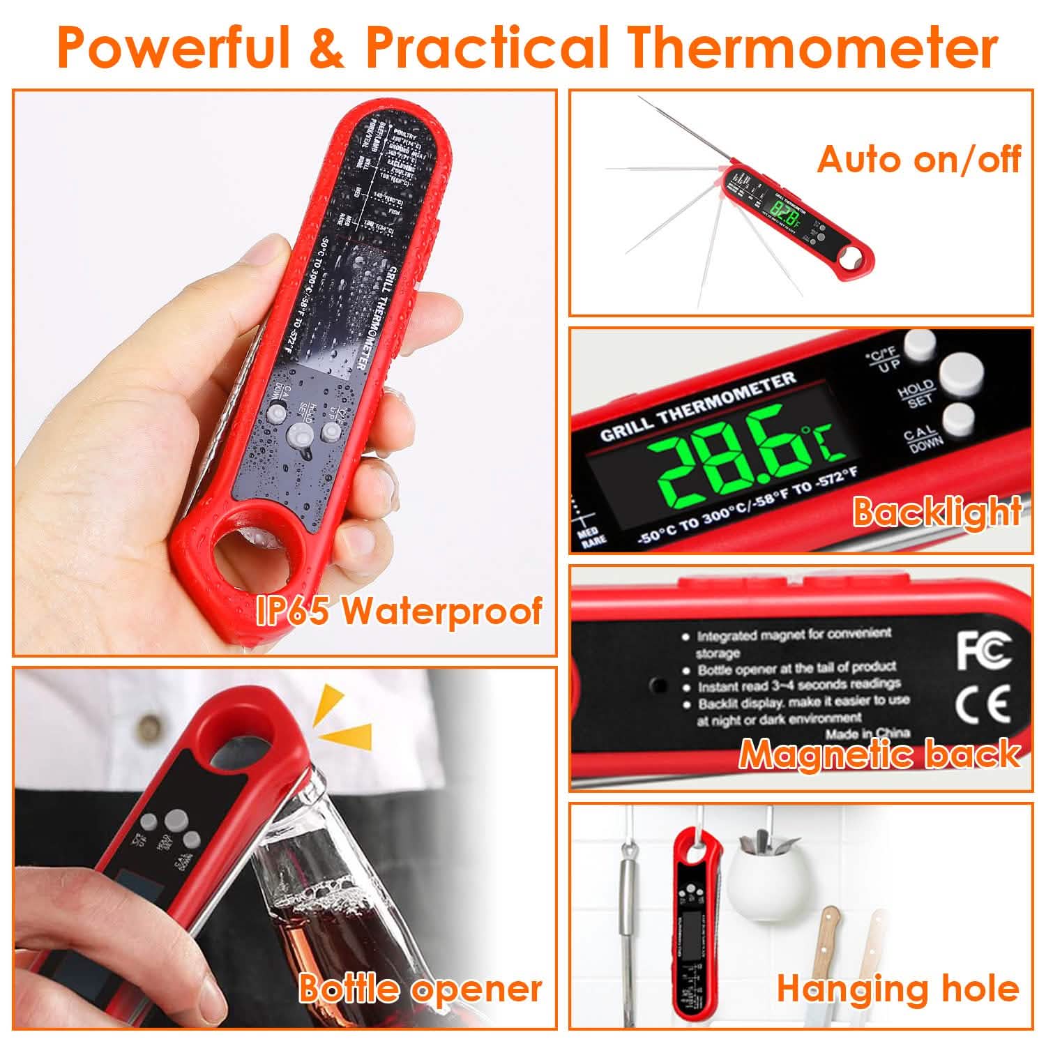 Digital Thermometer BBQ Meat Food Cooking Temperature Tester Kitchen Tools & Gadgets - Tophatter Daily Deals