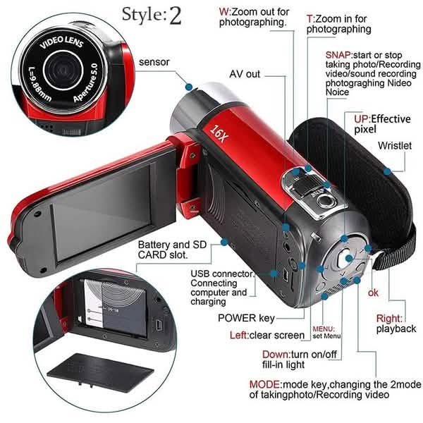 Digital Video Camera Camcorder Full HD Cameras & Drones - Tophatter Daily Deals