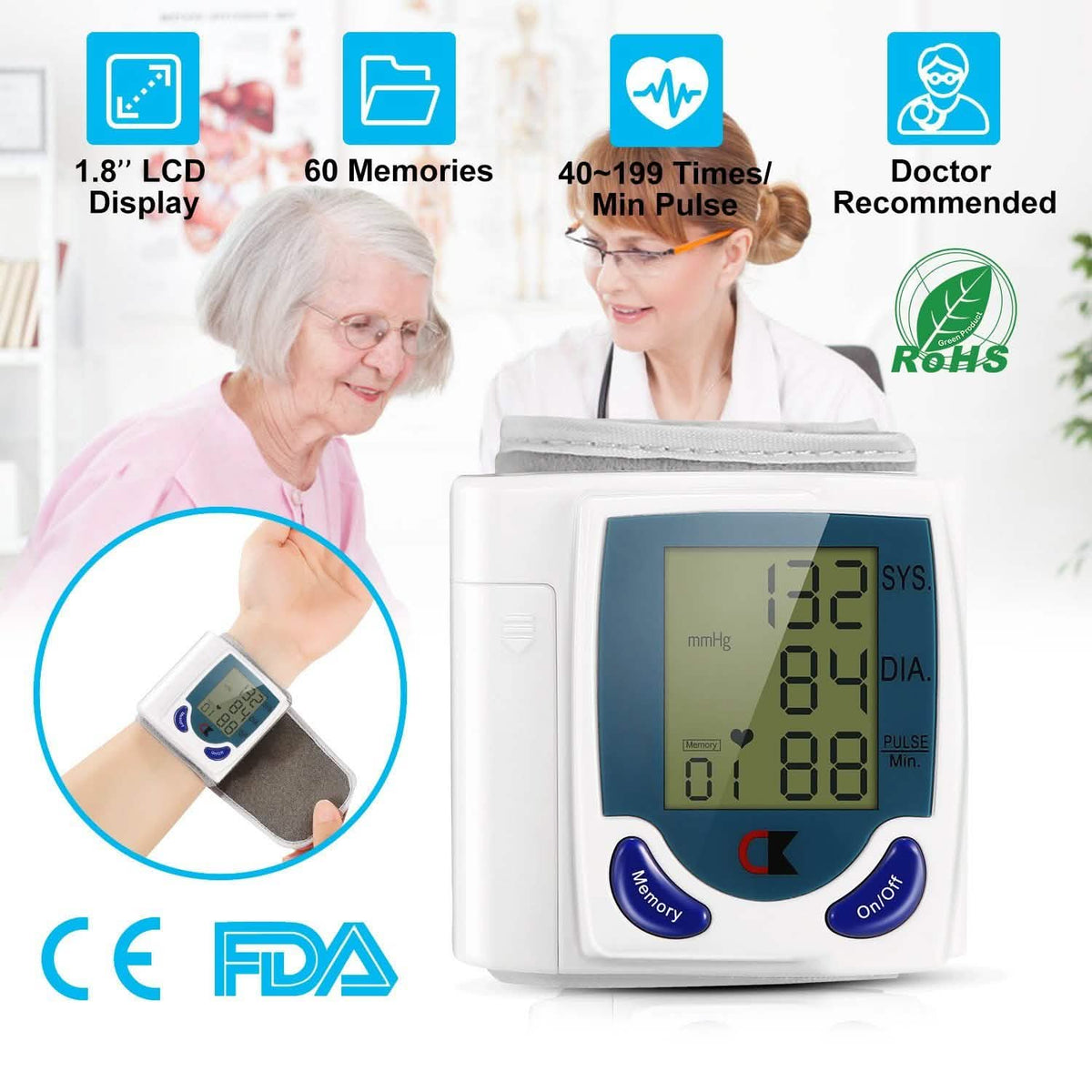Digital Wrist Blood Pressure Monitor Health & Wellness - Tophatter Daily Deals