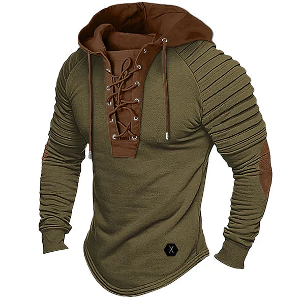 Insulating Men's Pullover - Lace Up Hood, Wool Cashmere Green - Tophatter Daily Deals