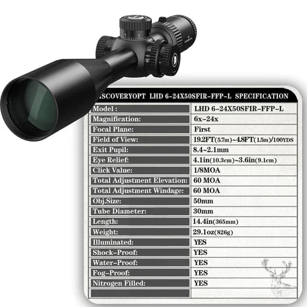 DISCOVERY LHD 6-24X50 SFIR FFP-L SCOPE - Tophatter's Army Deals OPTICS & SCOPES - Tophatter Daily Deals