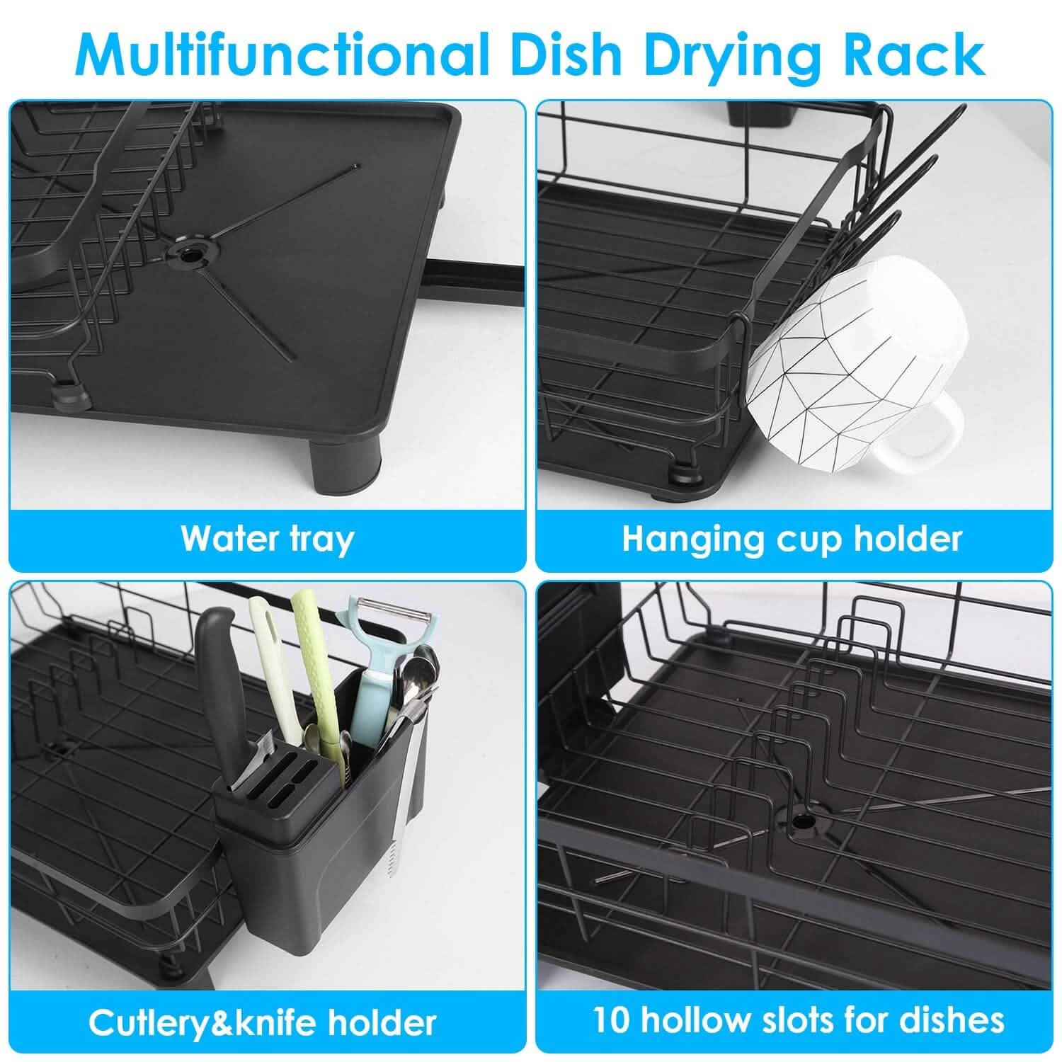 Dish Drying Rack Drain Board Utensil Holder Organizer Kitchen Storage - Tophatter Daily Deals