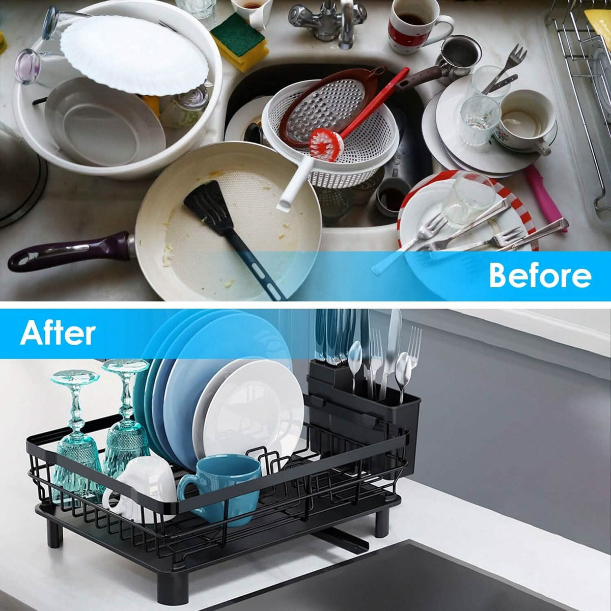 Dish Drying Rack Drain Board Utensil Holder Organizer Kitchen Storage - Tophatter Daily Deals