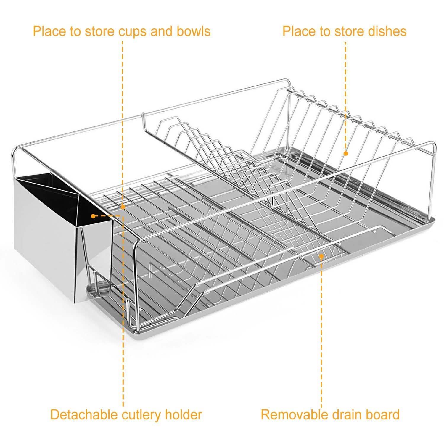 Dish Drying Rack Stainless Steel Kitchen Storage - Tophatter Daily Deals