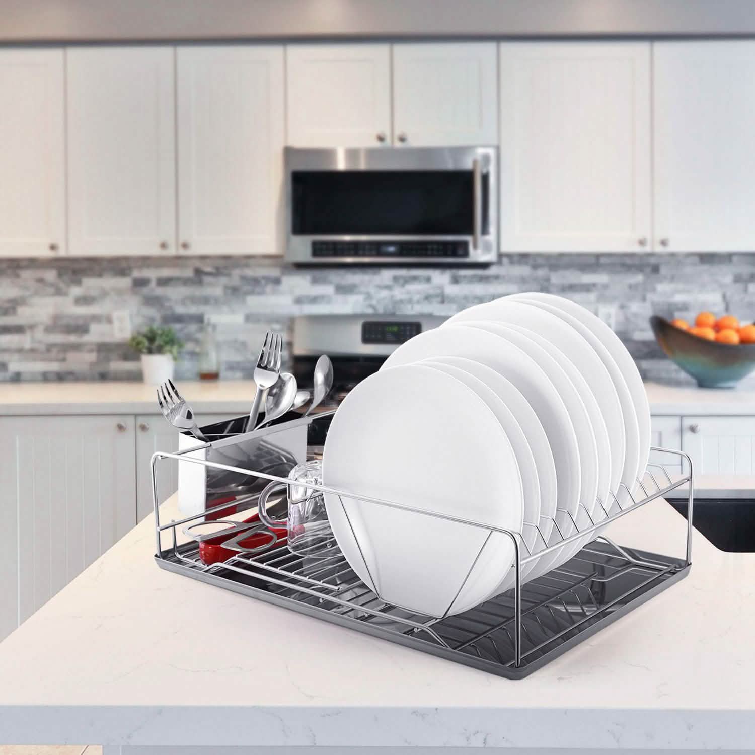 Dish Drying Rack Stainless Steel Kitchen Storage - Tophatter Daily Deals
