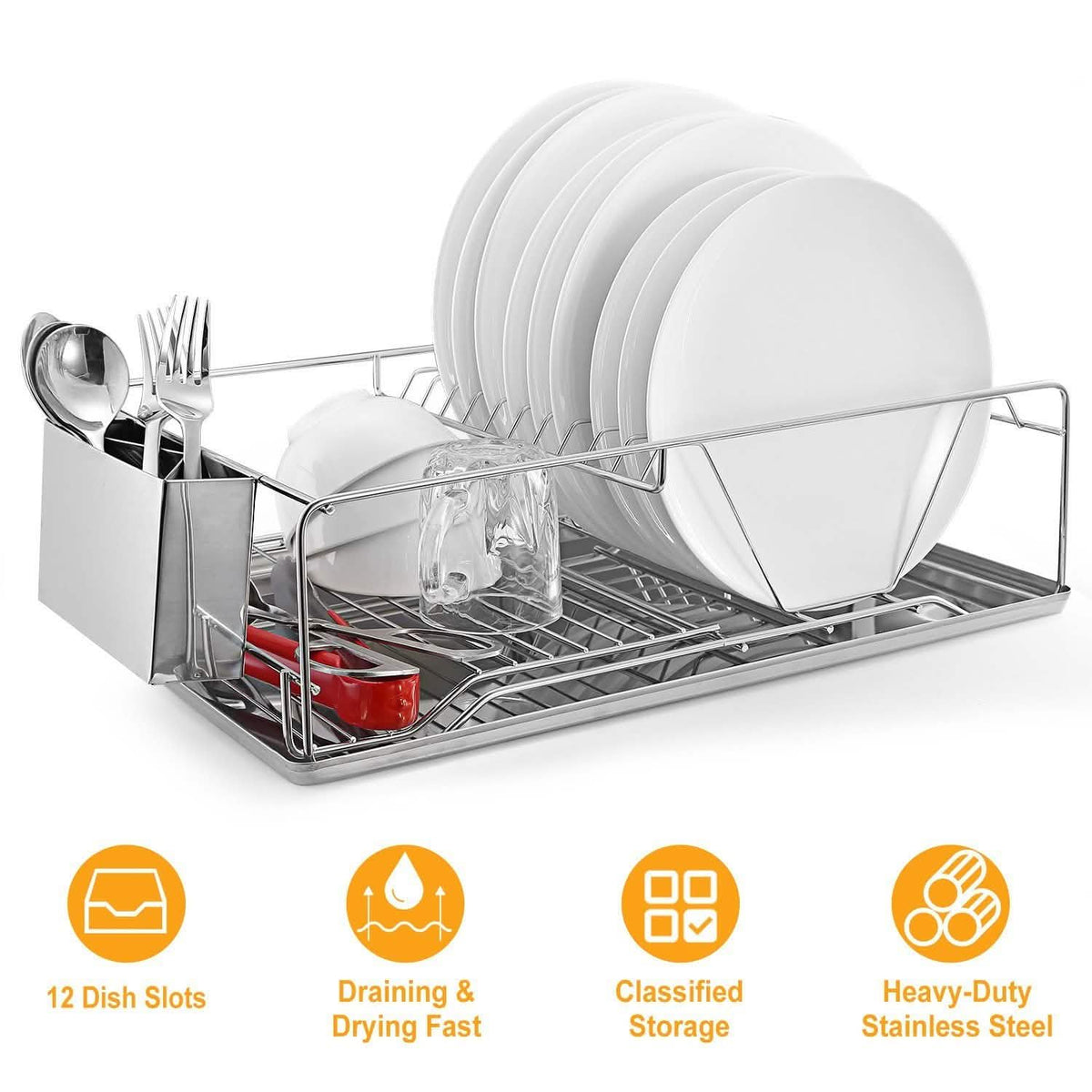 Dish Drying Rack Stainless Steel Kitchen Storage - Tophatter Daily Deals