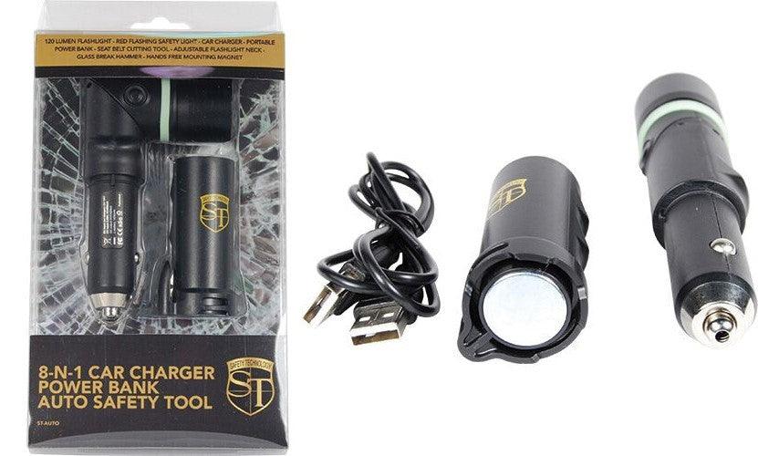 6) 8-N-1 Car Charger Power Bank Auto Safety Tool Self Defense - Tophatter Daily Deals