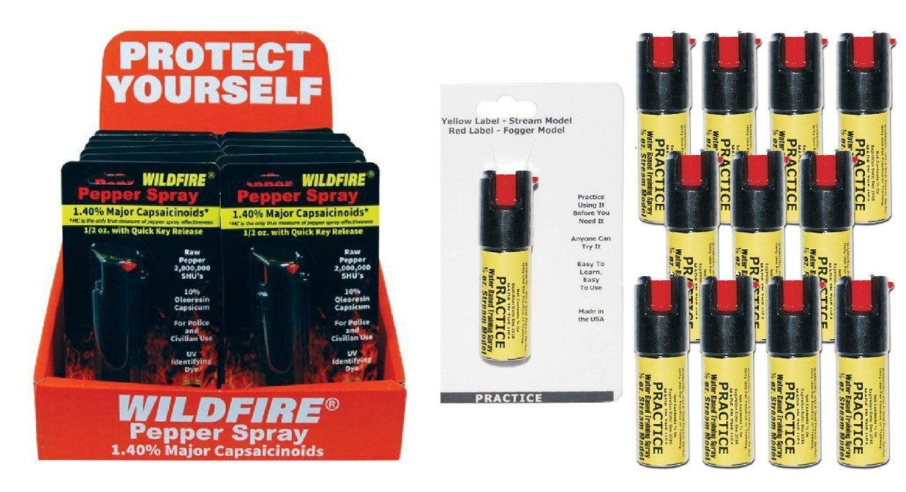 12) Wildfire Black Hard-Case Pepper and Practice Sprays with Display Self Defense - Tophatter Daily Deals