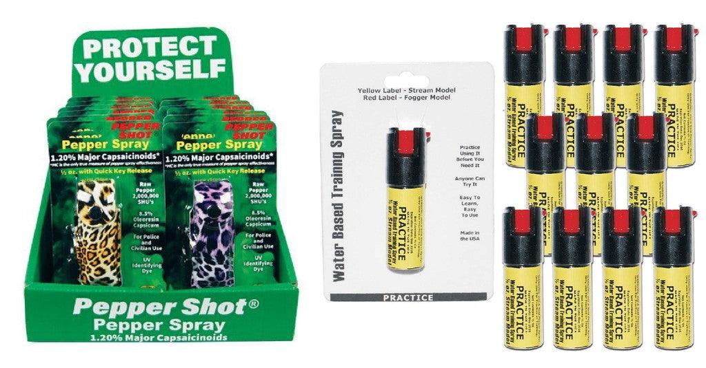 12) Fashion Design Mix Colors Pepper & Practice Sprays with Display Self Defense - Tophatter Daily Deals