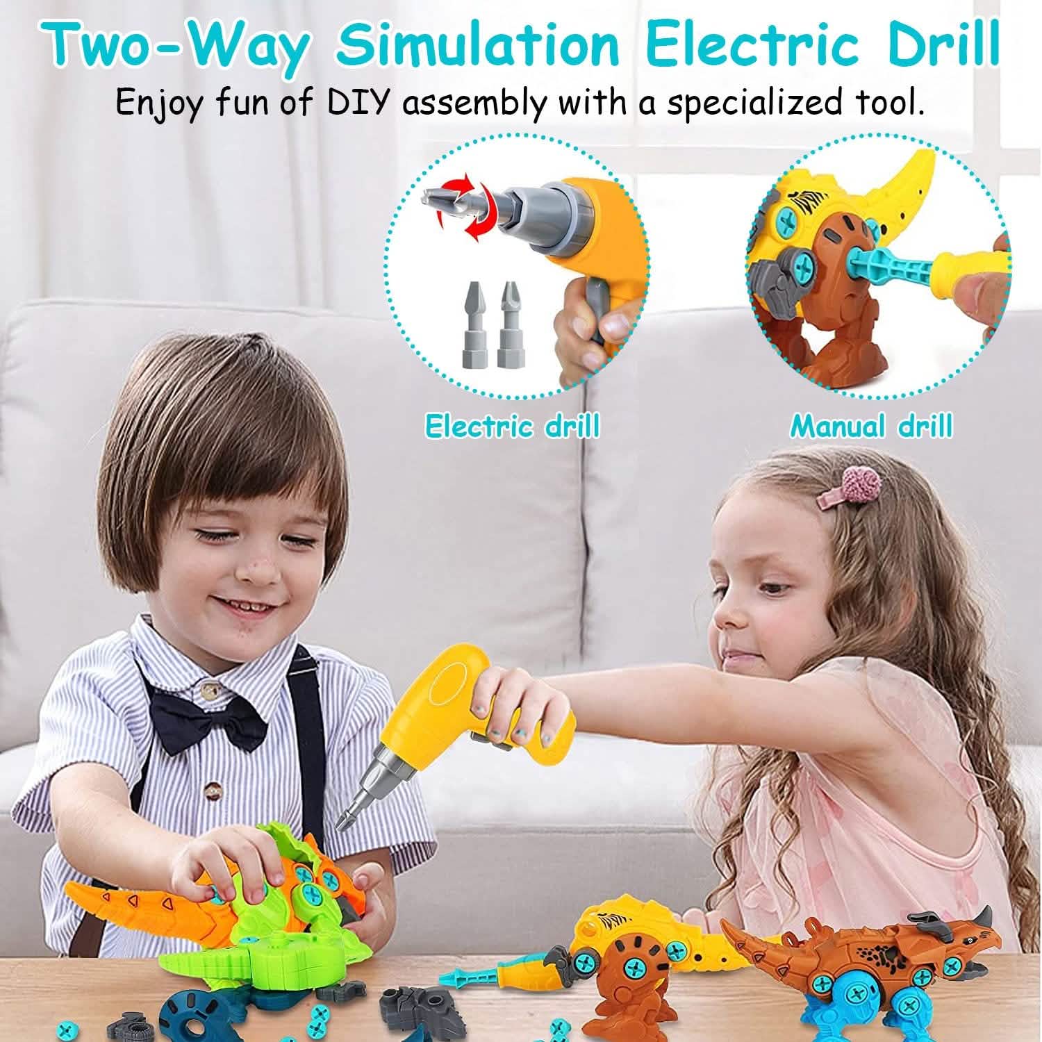 DIY Dinosaur Construction Building Block Assembly Toys with Electric Toys & Games - Tophatter Daily Deals