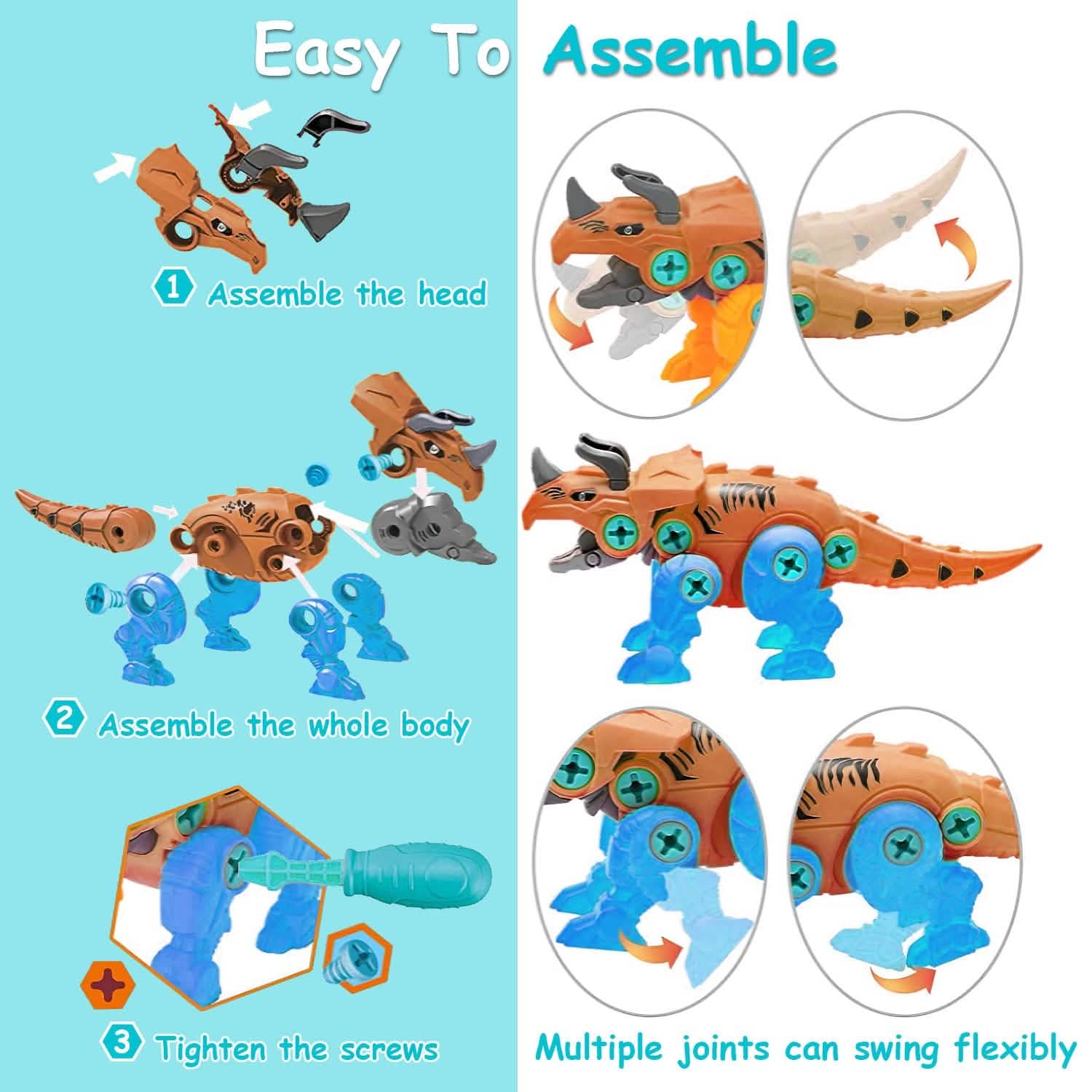 DIY Dinosaur Construction Building Block Assembly Toys with Electric Toys & Games - Tophatter Daily Deals