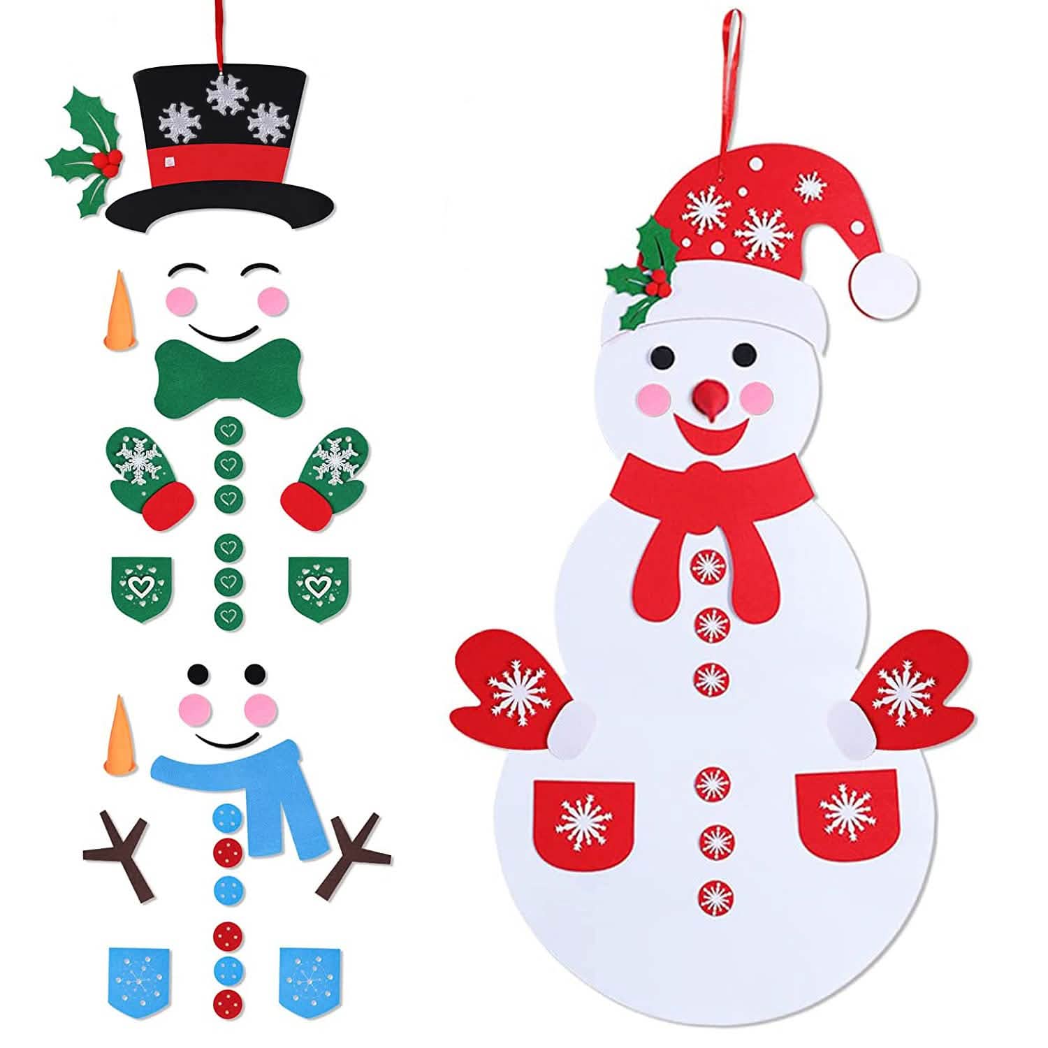 DIY Felt Christmas Hanging Decorations Kits with 54 Piece Detachable Ornaments Seasonal Decor - Tophatter Daily Deals