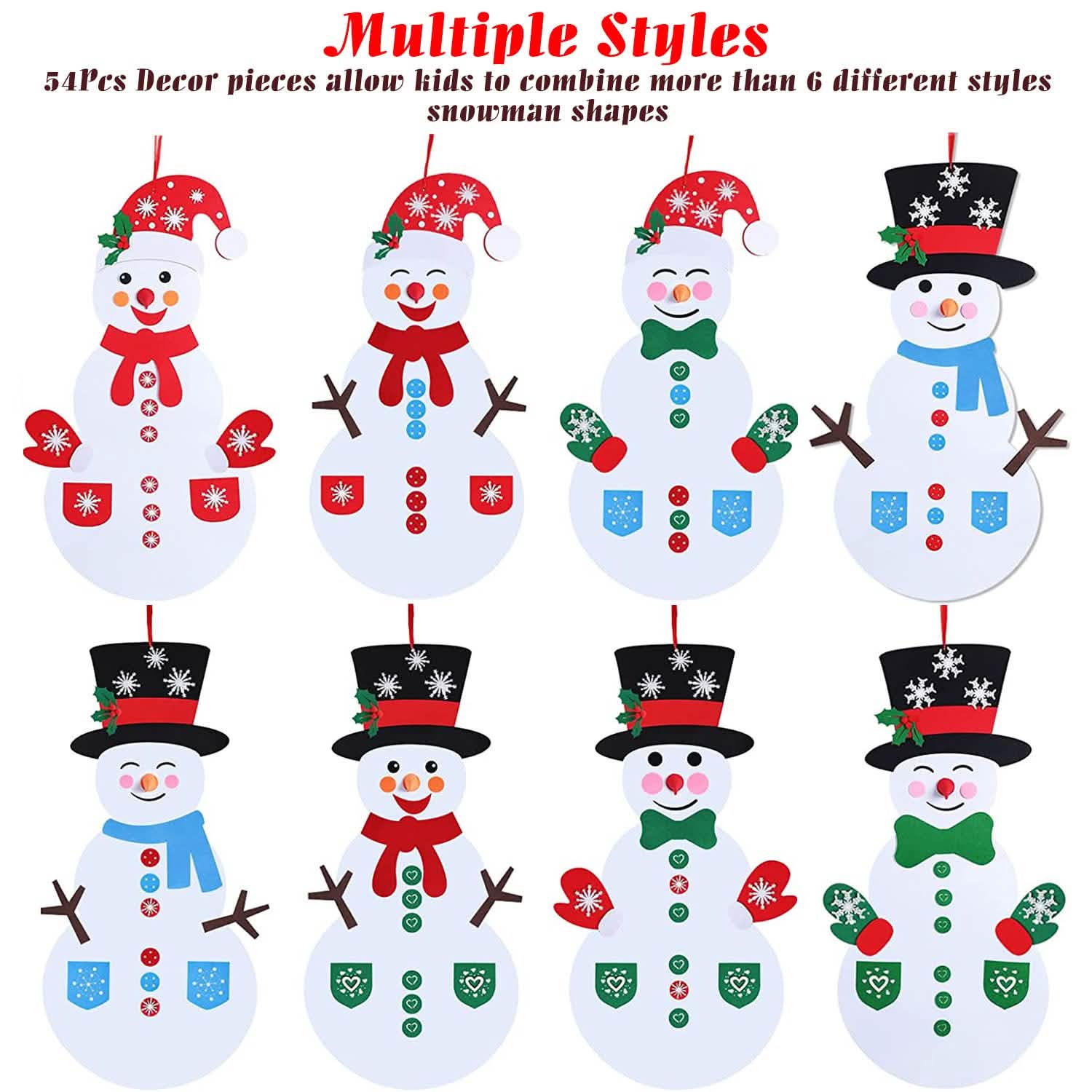 DIY Felt Christmas Hanging Decorations Kits with 54 Piece Detachable Ornaments Seasonal Decor - Tophatter Daily Deals