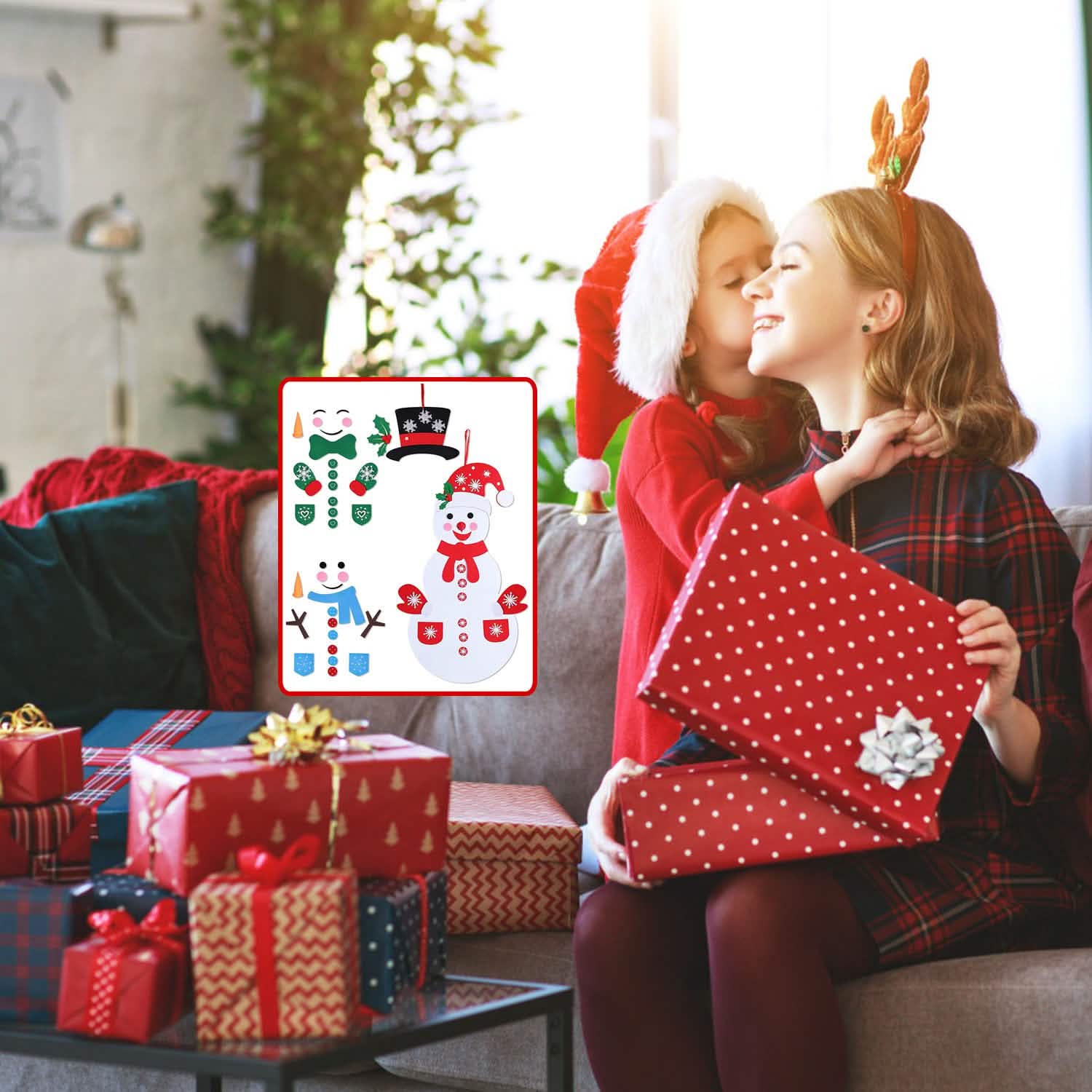 DIY Felt Christmas Hanging Decorations Kits with 54 Piece Detachable Ornaments Seasonal Decor - Tophatter Daily Deals