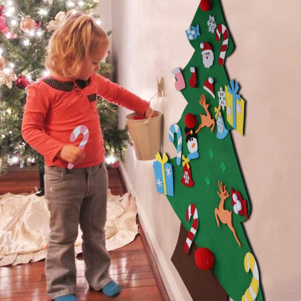 DIY Felt Christmas Tree Set with Ornaments Seasonal Decor - Tophatter Daily Deals