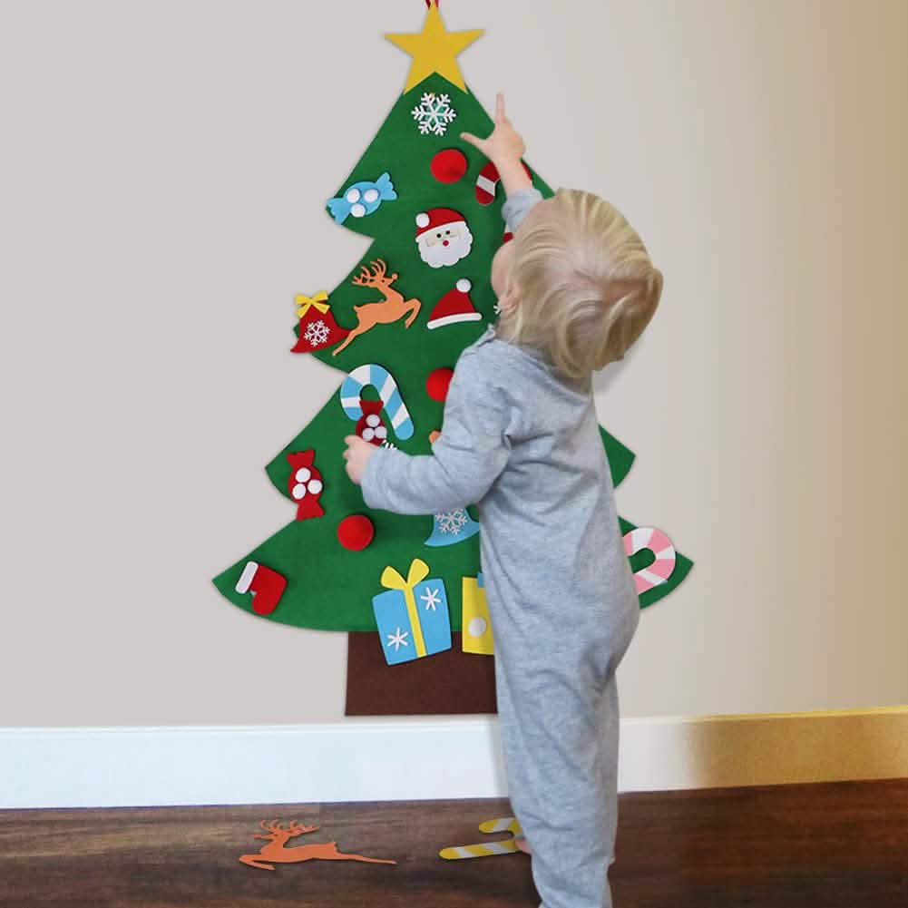 DIY Felt Christmas Tree Set with Ornaments Seasonal Decor - Tophatter Daily Deals