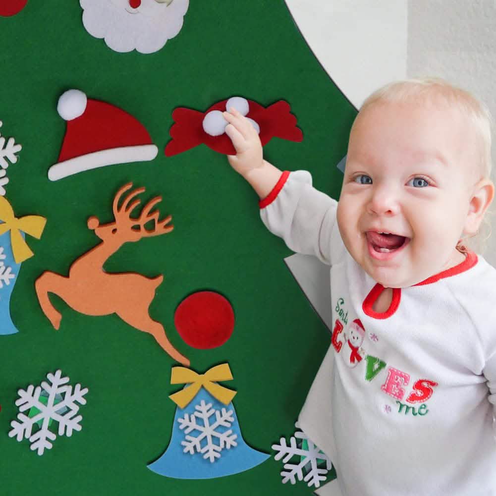 DIY Felt Christmas Tree Set with Ornaments Seasonal Decor - Tophatter Daily Deals