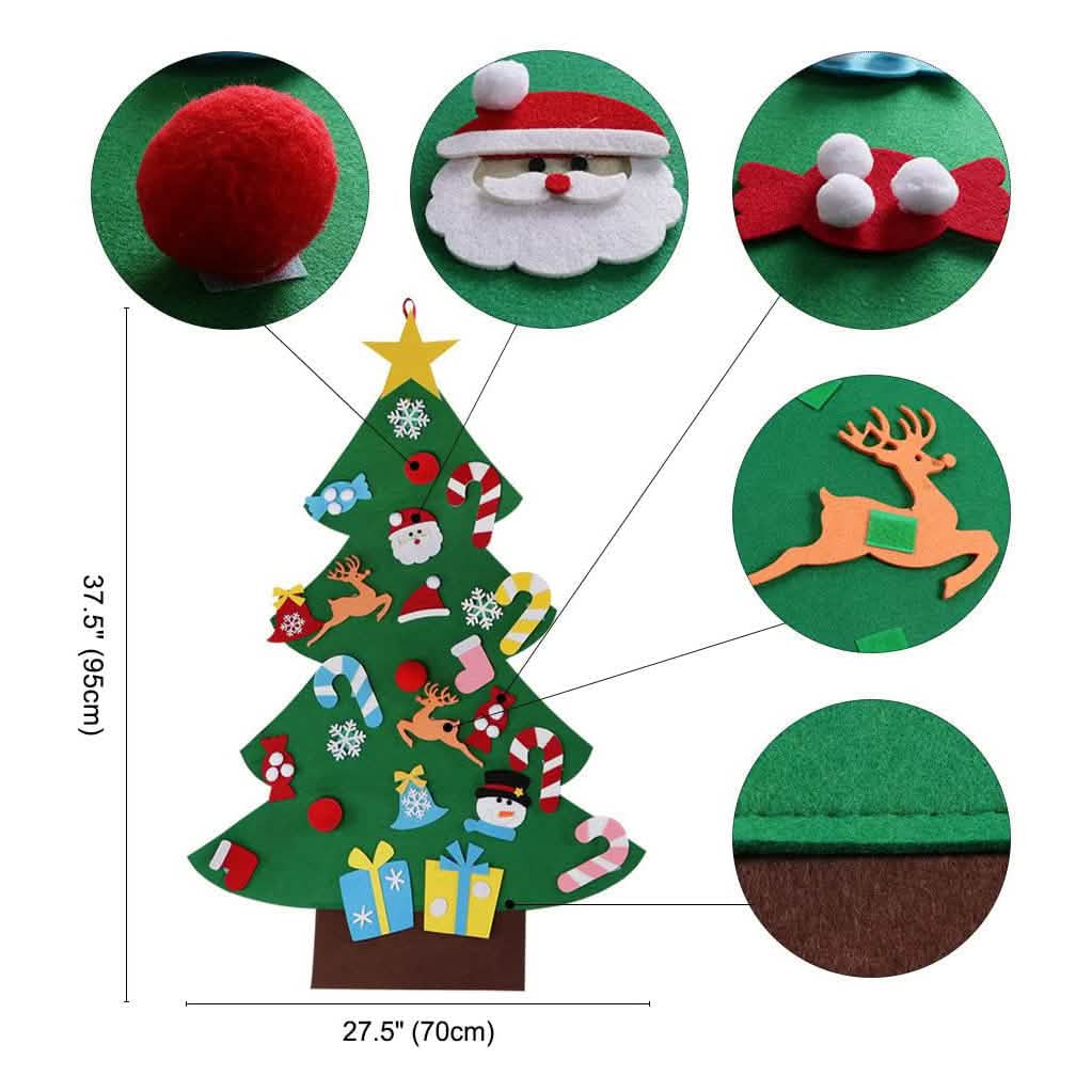 DIY Felt Christmas Tree Set with Ornaments Seasonal Decor - Tophatter Daily Deals
