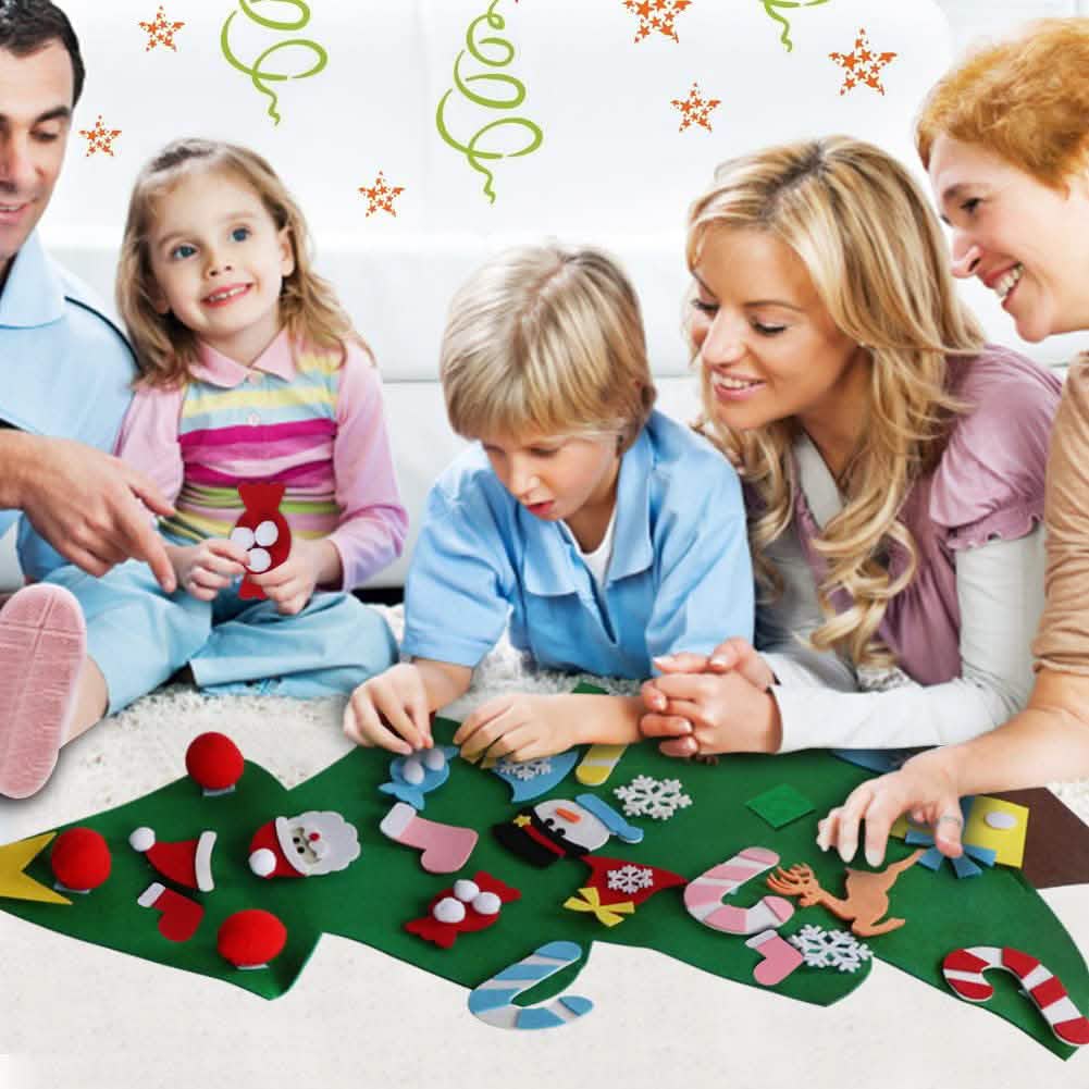 DIY Felt Christmas Tree Set with Ornaments Seasonal Decor - Tophatter Daily Deals