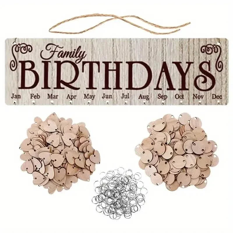 DIY Wooden Family Birthday Board Hanging Sign Pendant Birthday Furniture & Decor - Tophatter Daily Deals