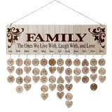 DIY Wooden Family Birthday Board Hanging Sign Pendant Furniture & Decor - Tophatter Daily Deals