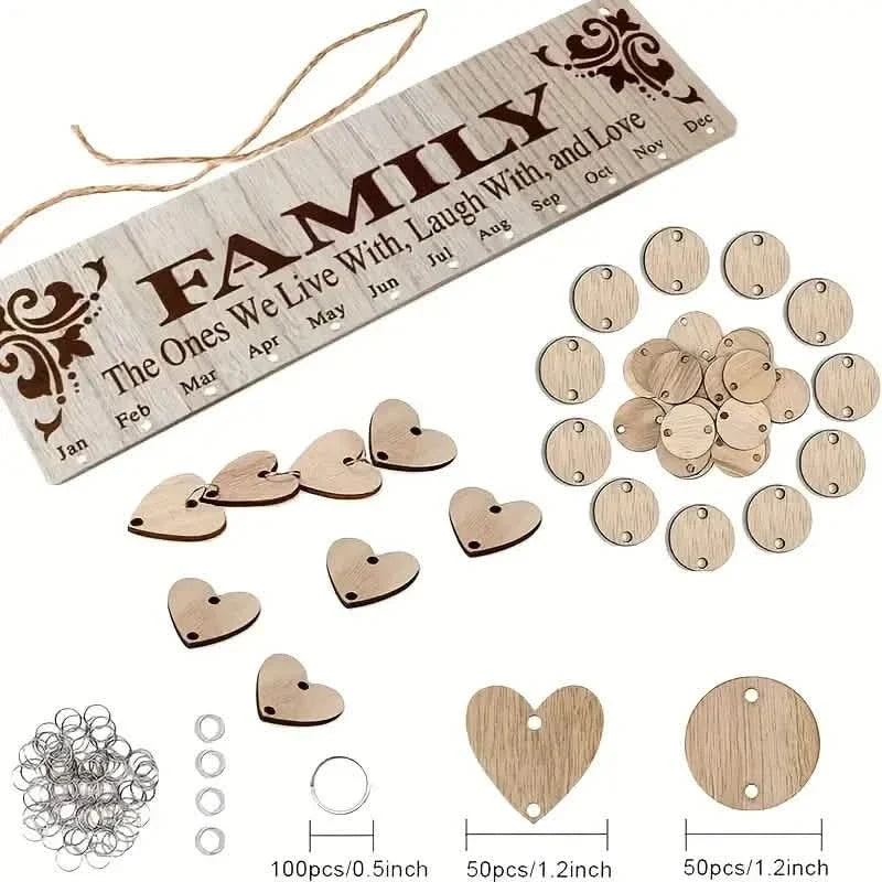 DIY Wooden Family Birthday Board Hanging Sign Pendant Furniture & Decor - Tophatter Daily Deals