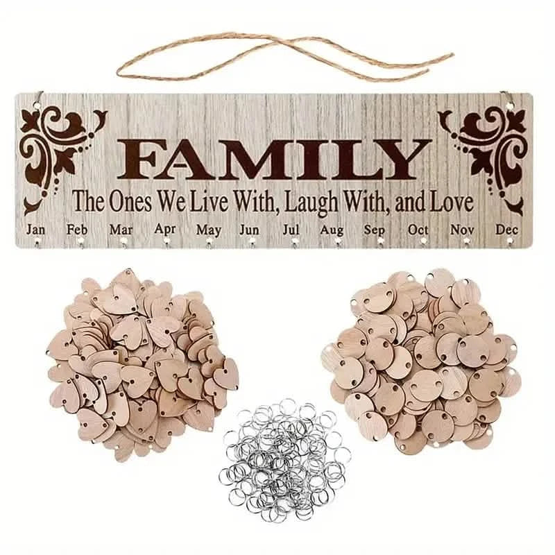 DIY Wooden Family Birthday Board Hanging Sign Pendant Family Furniture & Decor - Tophatter Daily Deals