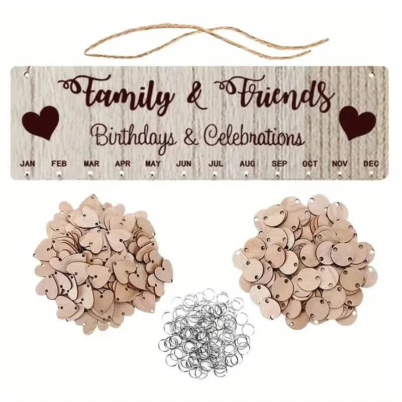DIY Wooden Family Birthday Board Hanging Sign Pendant Family Friend Furniture & Decor - Tophatter Daily Deals