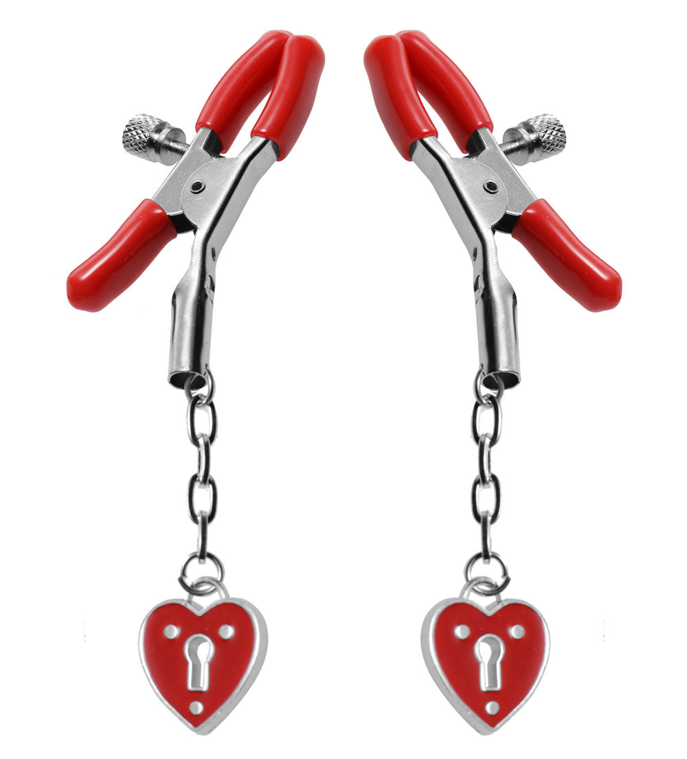 Charmed Heart Padlock Nipple Clamps with Adjustable Screw Grip > Sex Toys > Nipple Clamps - Tophatter Daily Deals