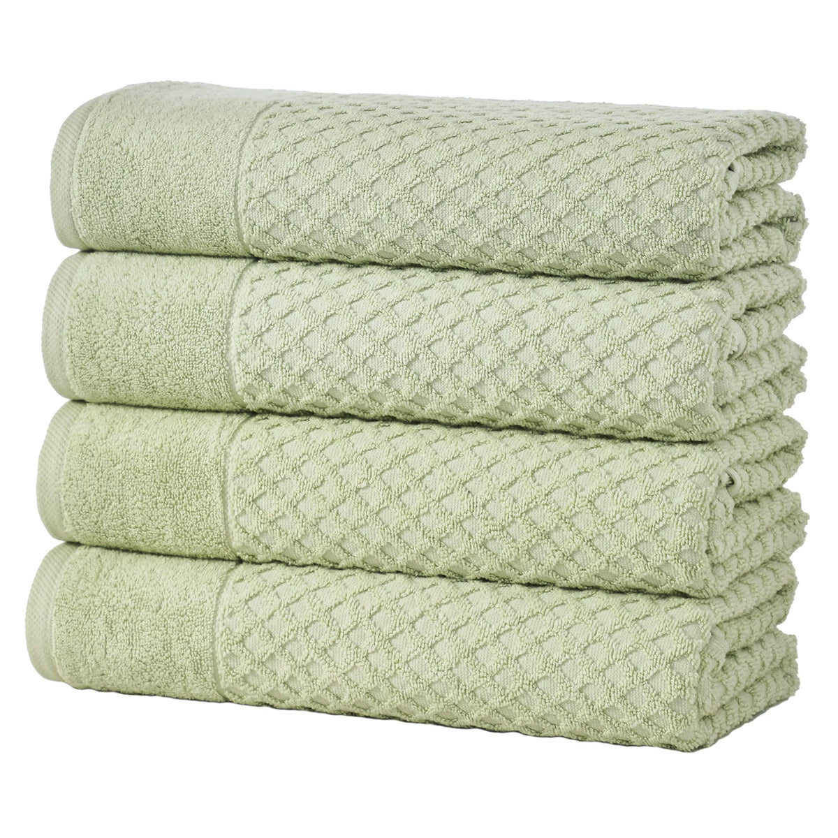 Cotton Diamond Waffle Weave Bath Towel Set - Grayson Collection Bath Towel (Pack of 4) Pale Green Bath - Tophatter Daily Deals