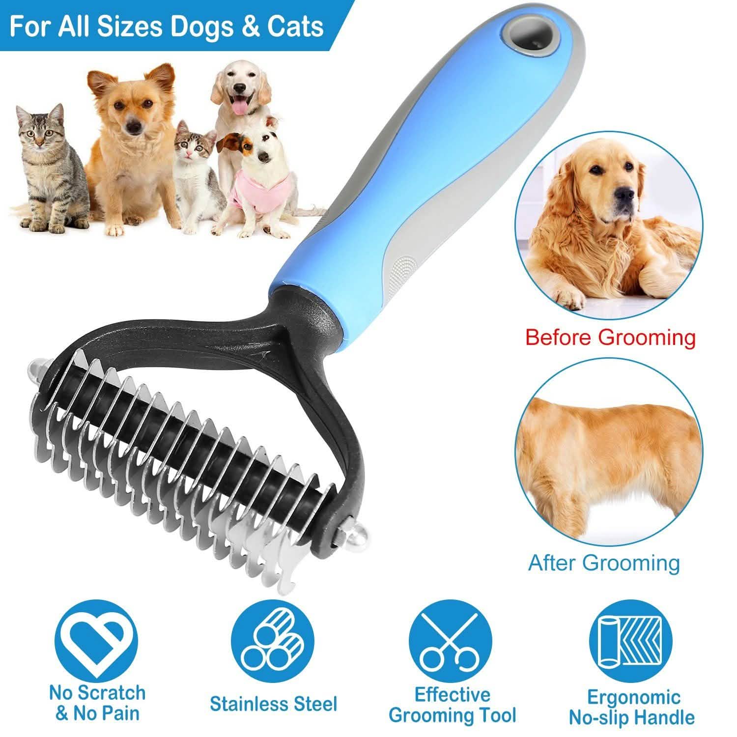 Dog and Cats 2 Sided Grooming Rakes Pet Supplies - Tophatter Daily Deals