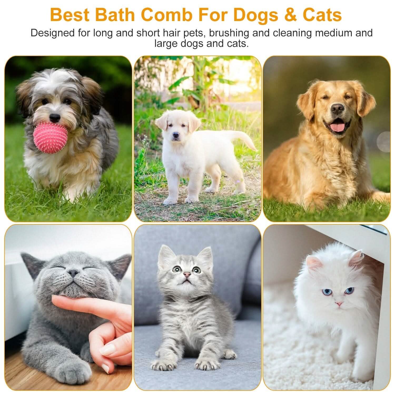 Dog Bath Brush Anti-Skid Pet Grooming Shower Silicone Massage Comb Pet Supplies - Tophatter Daily Deals