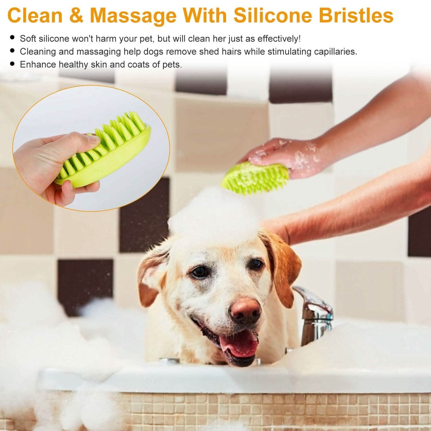 Dog Bath Brush Anti-Skid Pet Grooming Shower Silicone Massage Comb Pet Supplies - Tophatter Daily Deals