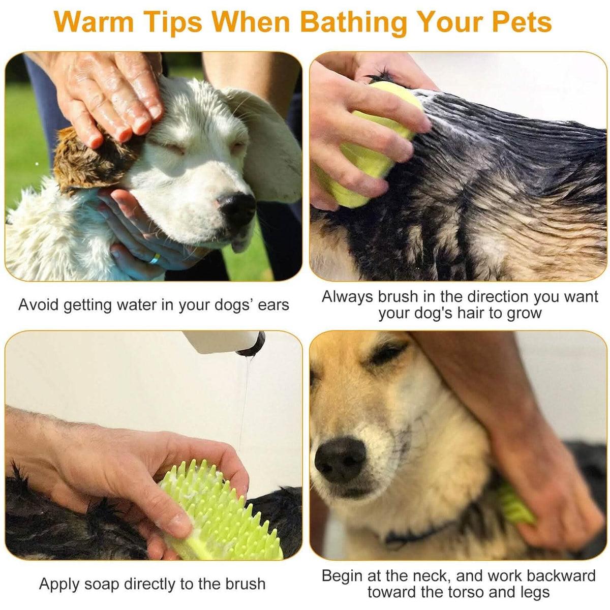 Dog Bath Brush Anti-Skid Pet Grooming Shower Silicone Massage Comb Pet Supplies - Tophatter Daily Deals
