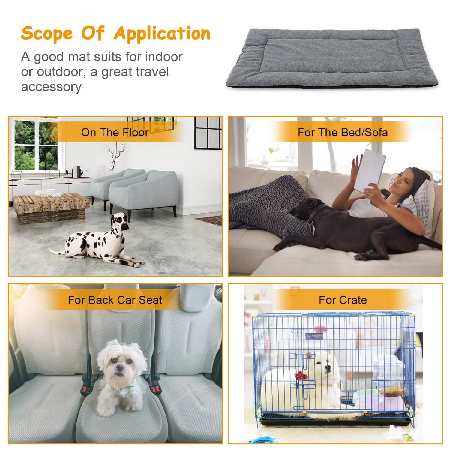 Dog Bed Mat Comfortable Fleece Reversible Pad Pet Supplies - Tophatter Daily Deals