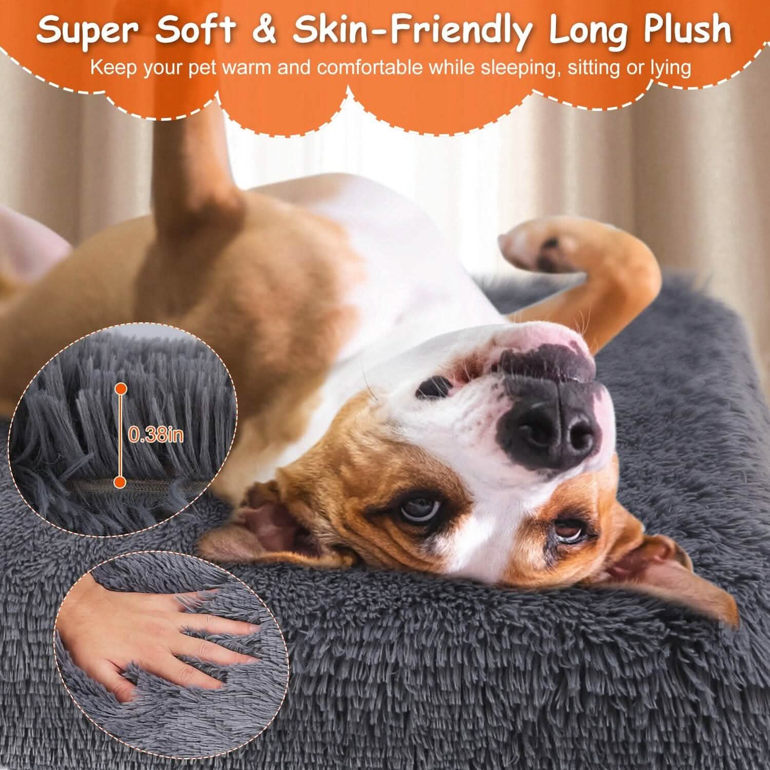 Dog Bed Soft Plush Cushion Cozy Warm Pet Crate Mat Dog Carpet Pet Supplies - Tophatter Daily Deals