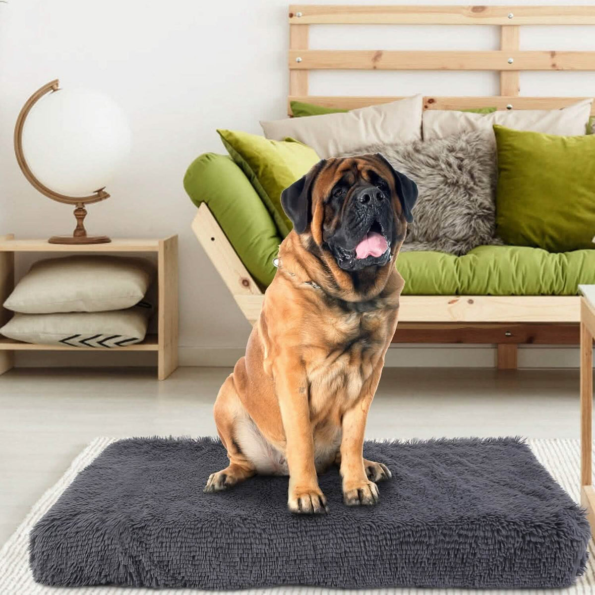 Dog Bed Soft Plush Cushion Cozy Warm Pet Crate Mat Dog Carpet Pet Supplies - Tophatter Daily Deals