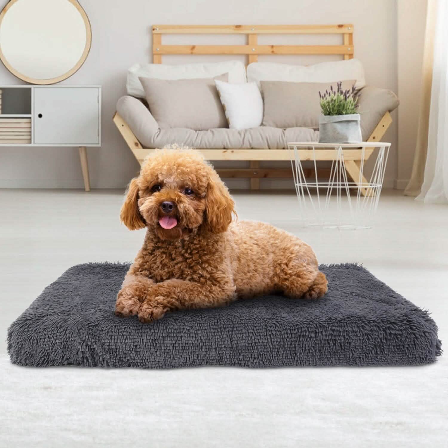 Dog Bed Soft Plush Cushion Cozy Warm Pet Crate Mat Dog Carpet Pet Supplies - Tophatter Daily Deals