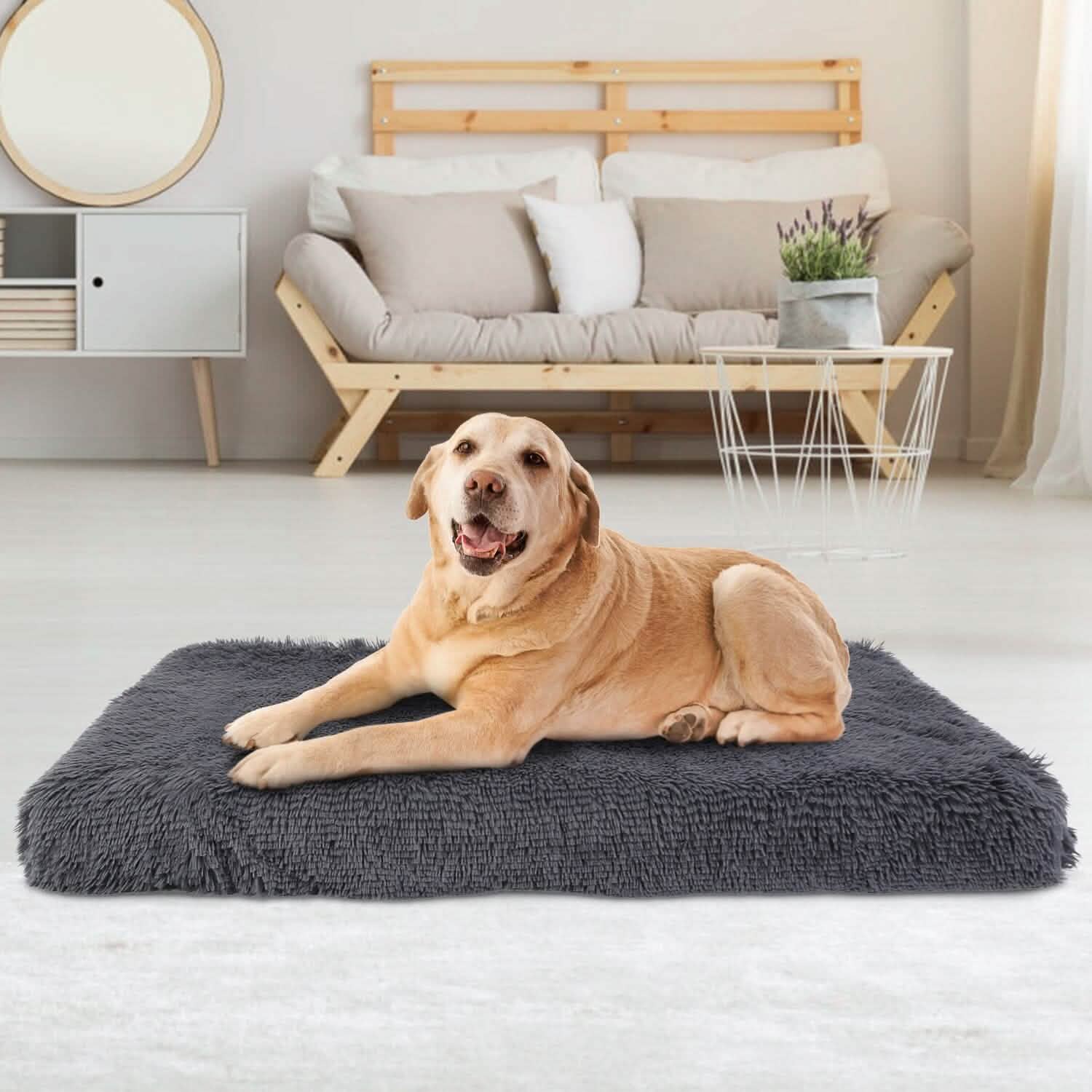 Dog Bed Soft Plush Cushion Cozy Warm Pet Crate Mat Dog Carpet Pet Supplies - Tophatter Daily Deals