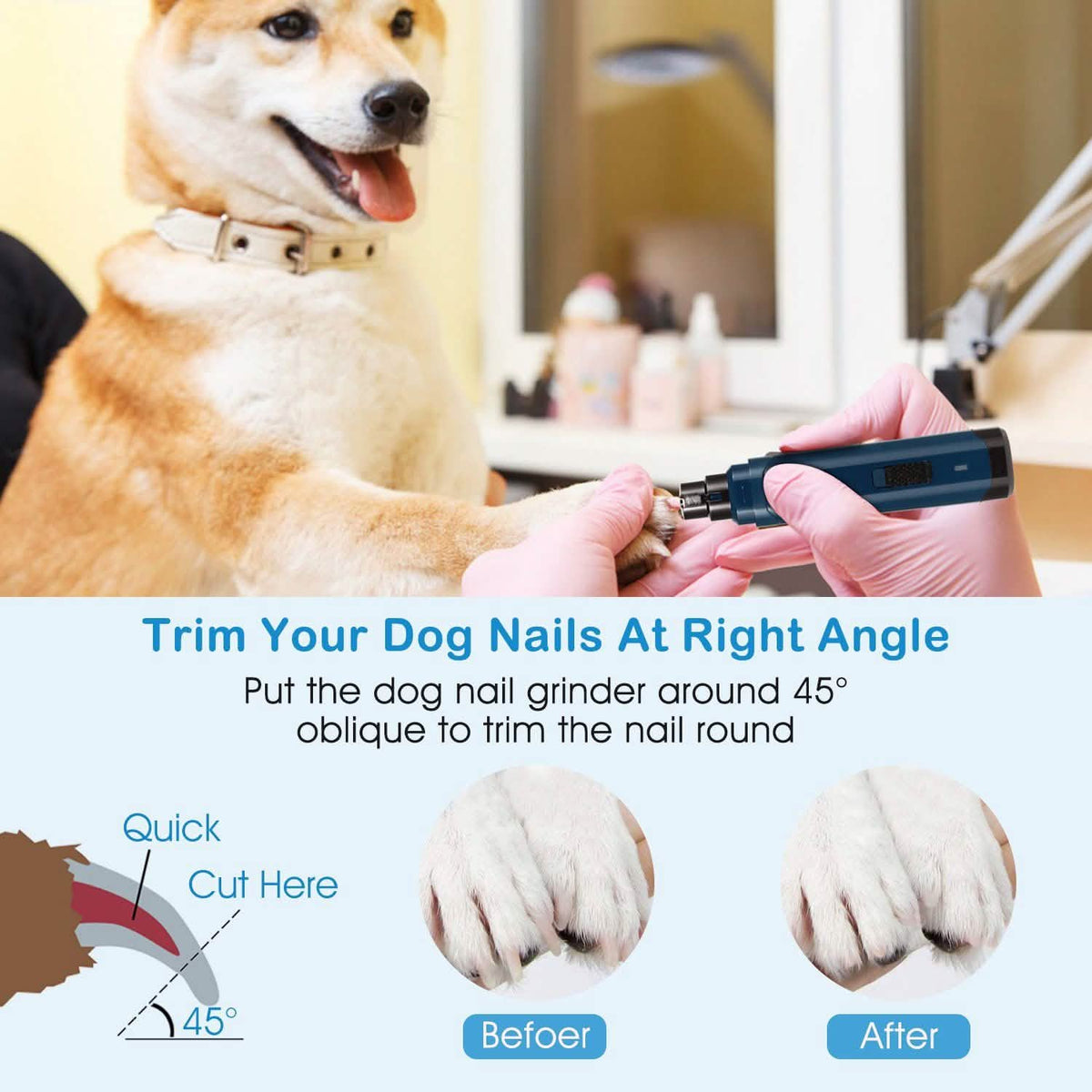 Dog Nail Grinder 2 Speeds Quiet USB Rechargeable Pet Supplies - Tophatter Daily Deals