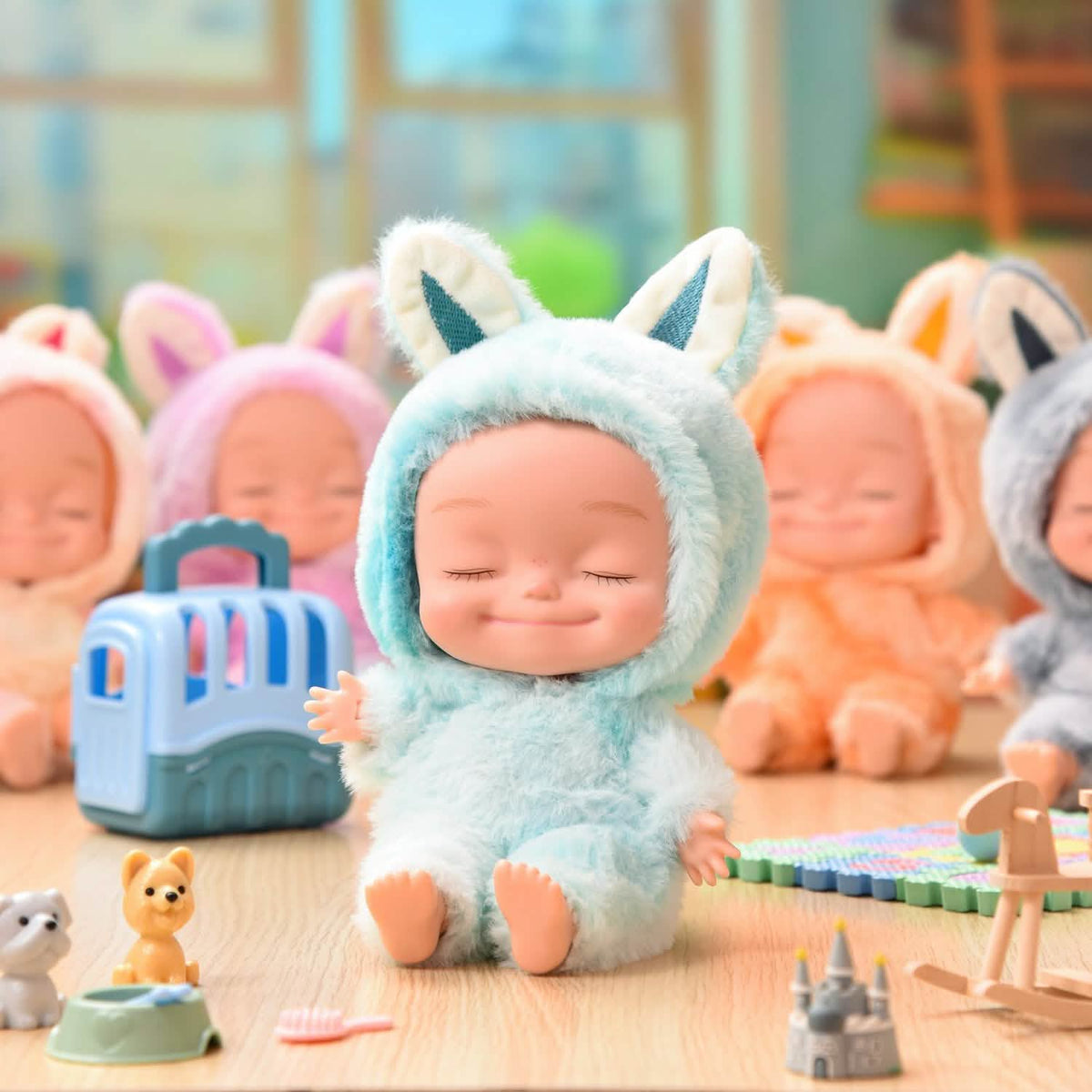 10.6 Inch Plush Animal Onesie Baby Doll with Eyes Closed, Posable Doll - Tophatter Daily Deals