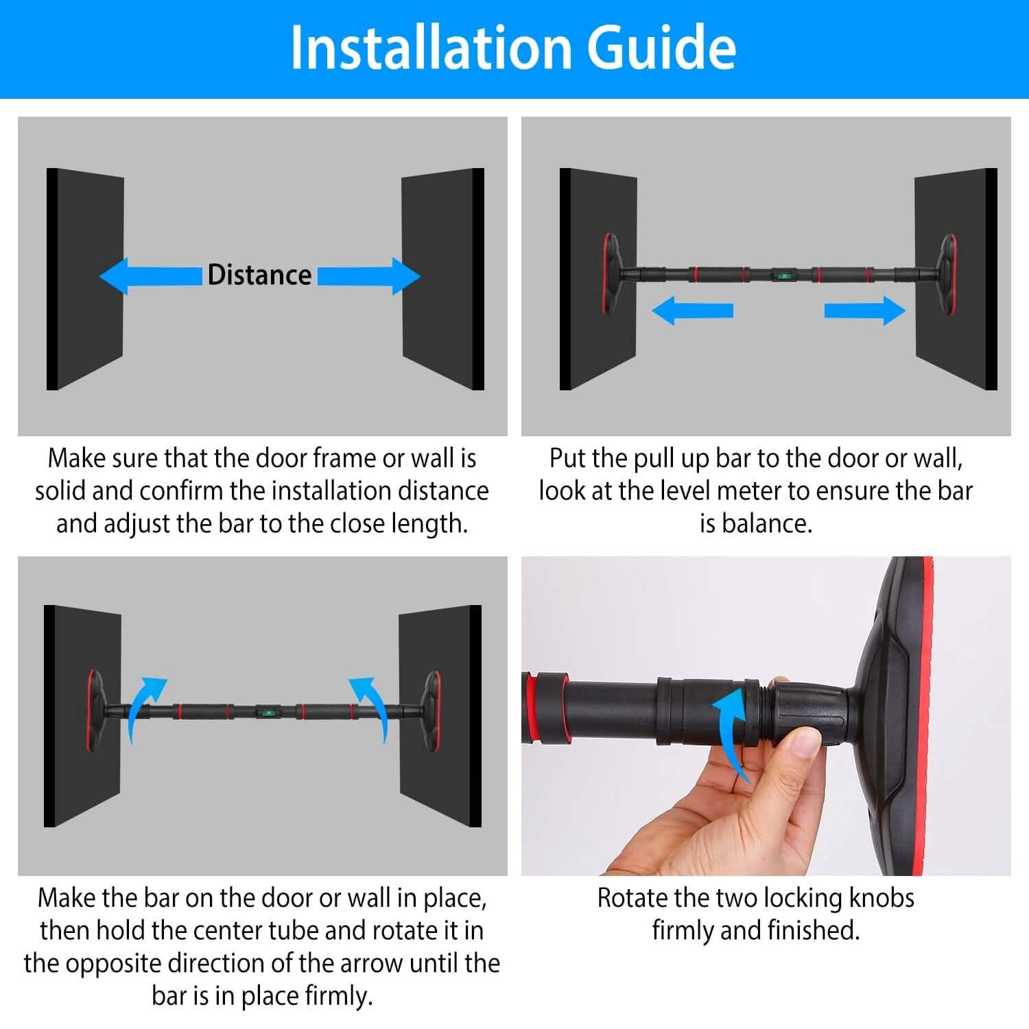 Doorway Pull Up Bar Heavy Duty with Foam Grips Level Fitness & Exercise - Tophatter Daily Deals