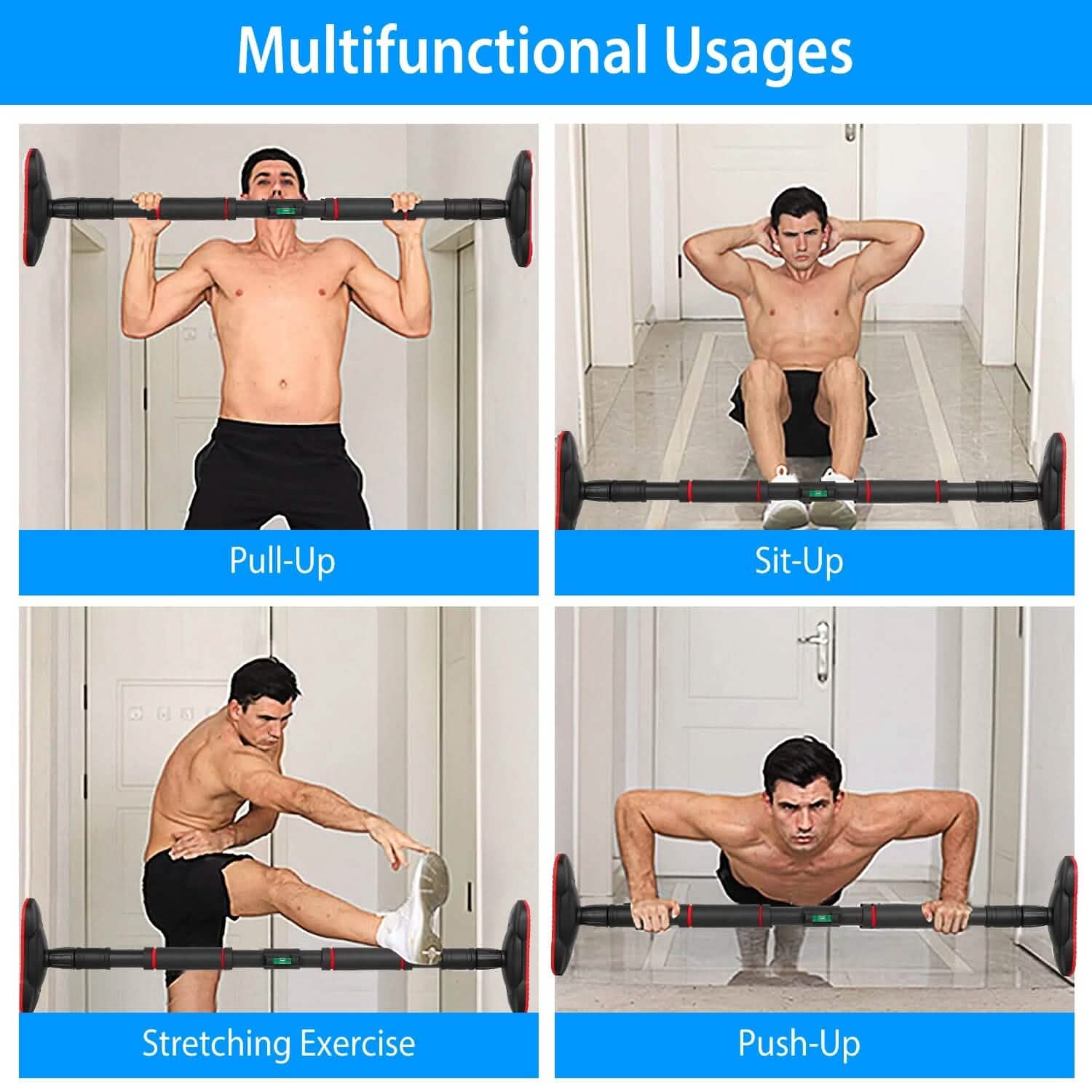 Doorway Pull Up Bar Heavy Duty with Foam Grips Level Fitness & Exercise - Tophatter Daily Deals