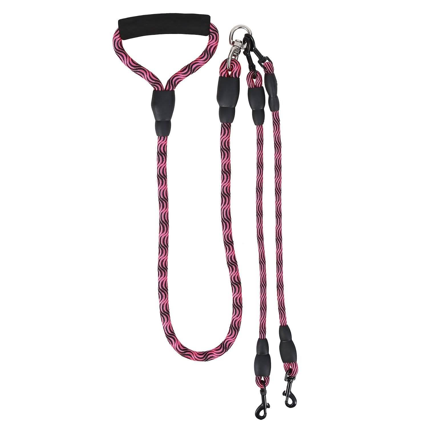 Double Dog Leash No-Tangle with Swivel Coupler Padded Handle Pet Supplies - Tophatter Daily Deals