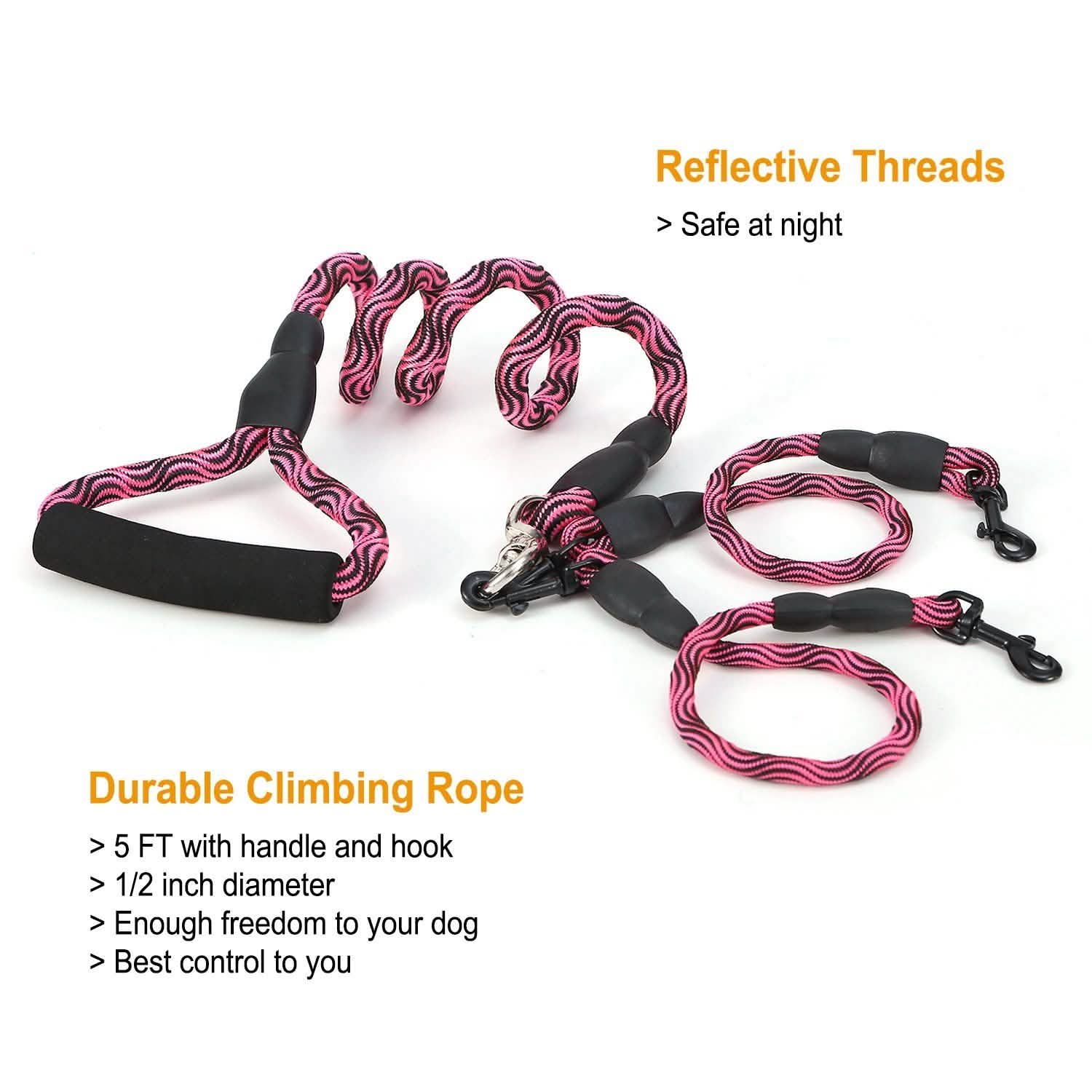 Double Dog Leash No-Tangle with Swivel Coupler Padded Handle Pet Supplies - Tophatter Daily Deals