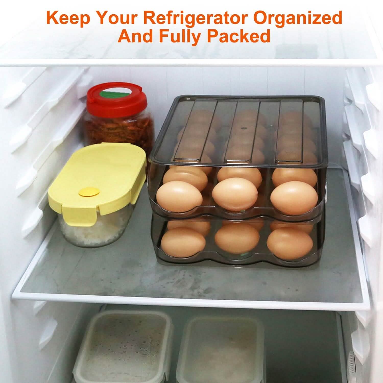 Double Layer Egg Storage for Refrigerator Kitchen Storage - Tophatter Daily Deals