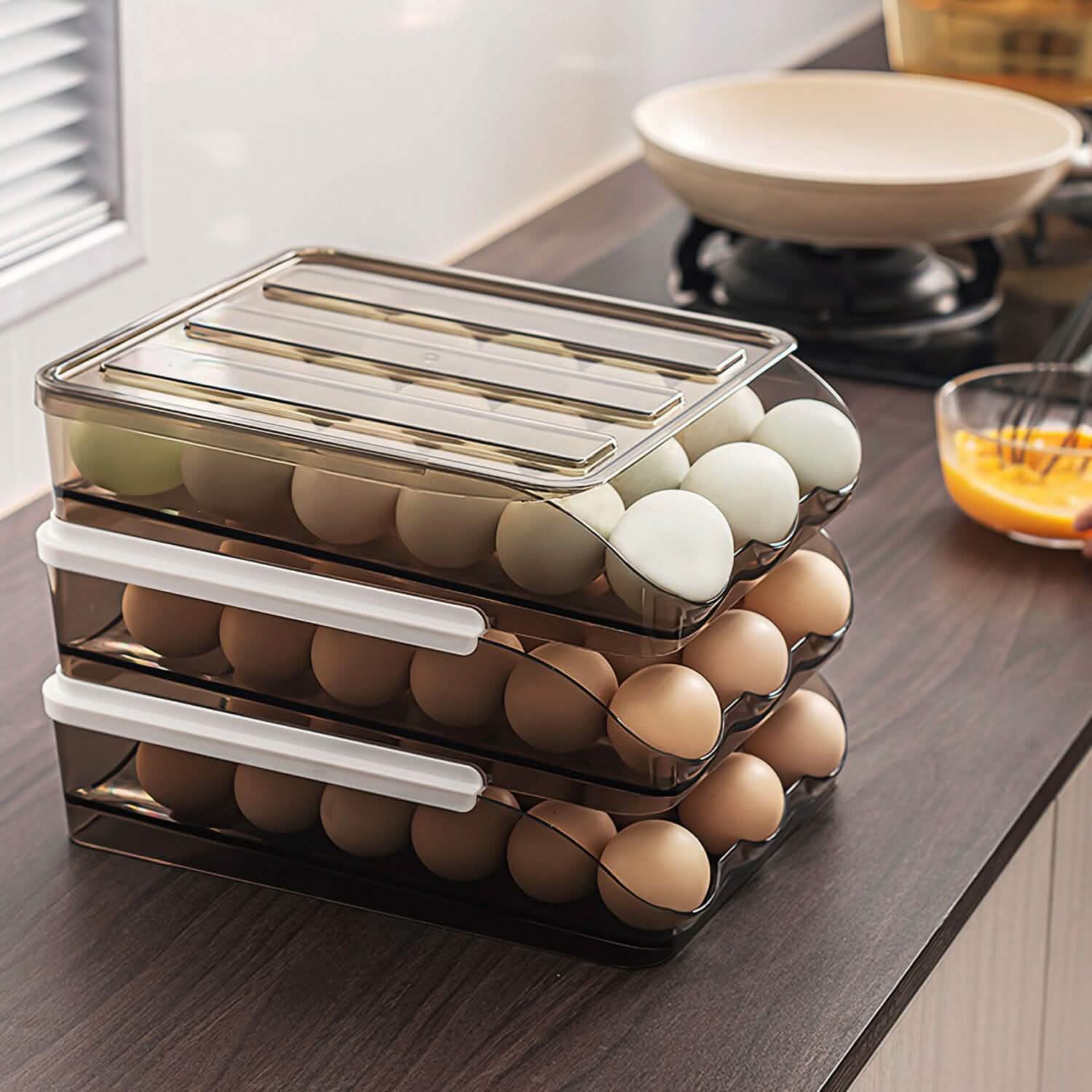 Double Layer Egg Storage for Refrigerator Kitchen Storage - Tophatter Daily Deals