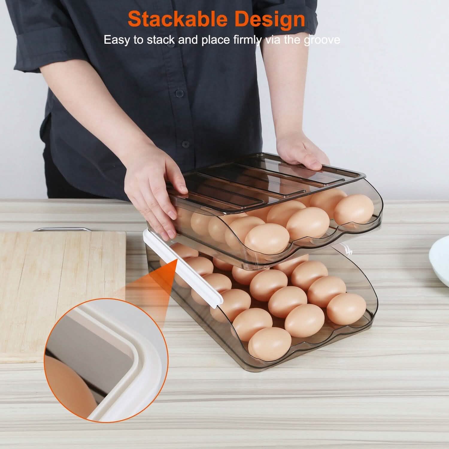 Double Layer Egg Storage for Refrigerator Kitchen Storage - Tophatter Daily Deals