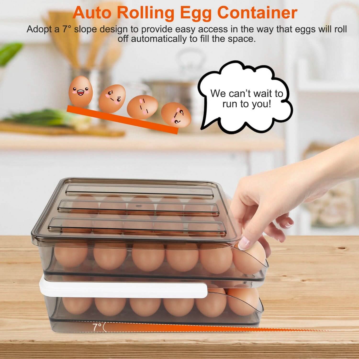 Double Layer Egg Storage for Refrigerator Kitchen Storage - Tophatter Daily Deals